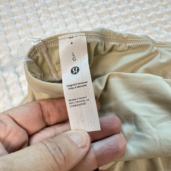 Lululemon Wundermost One-Shoulder Bodysuit Long Sleeve Nulu Thong Beige Large - Picture 7 of 7